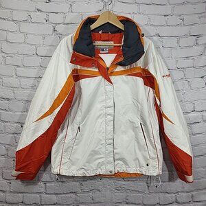 Columbia Womens Core Interchange Jacket Large White & Orange Polyester